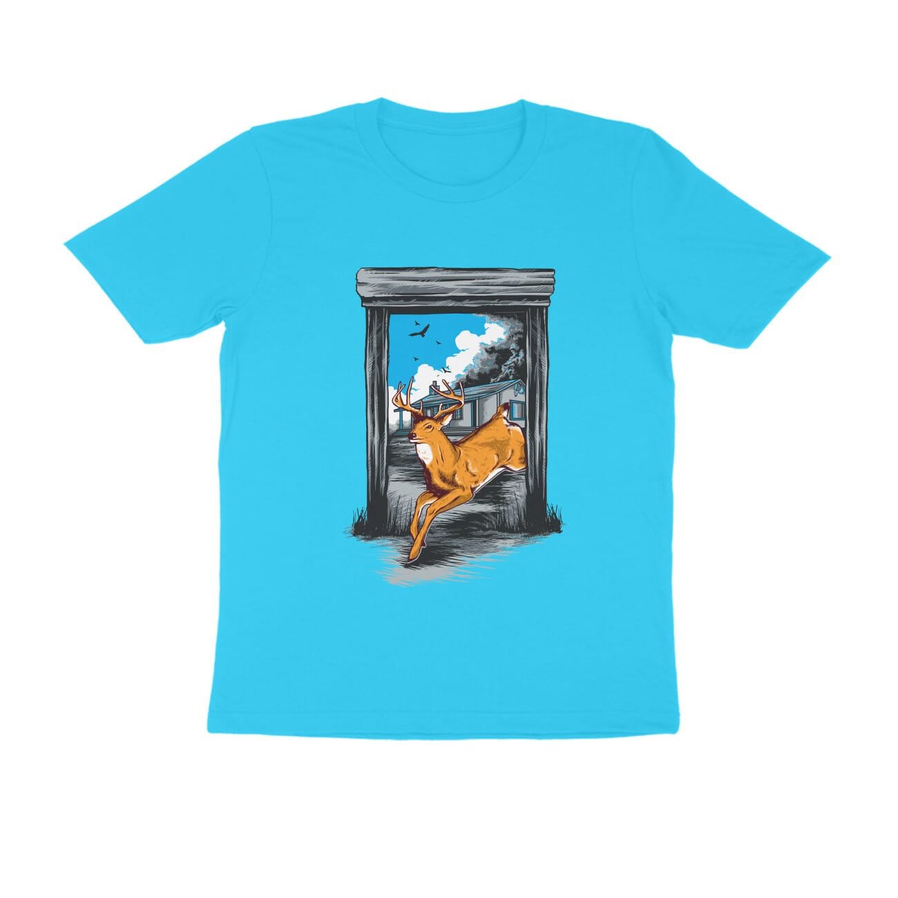 Men’s Half Sleeve Round Neck T-Shirt – Running Deer