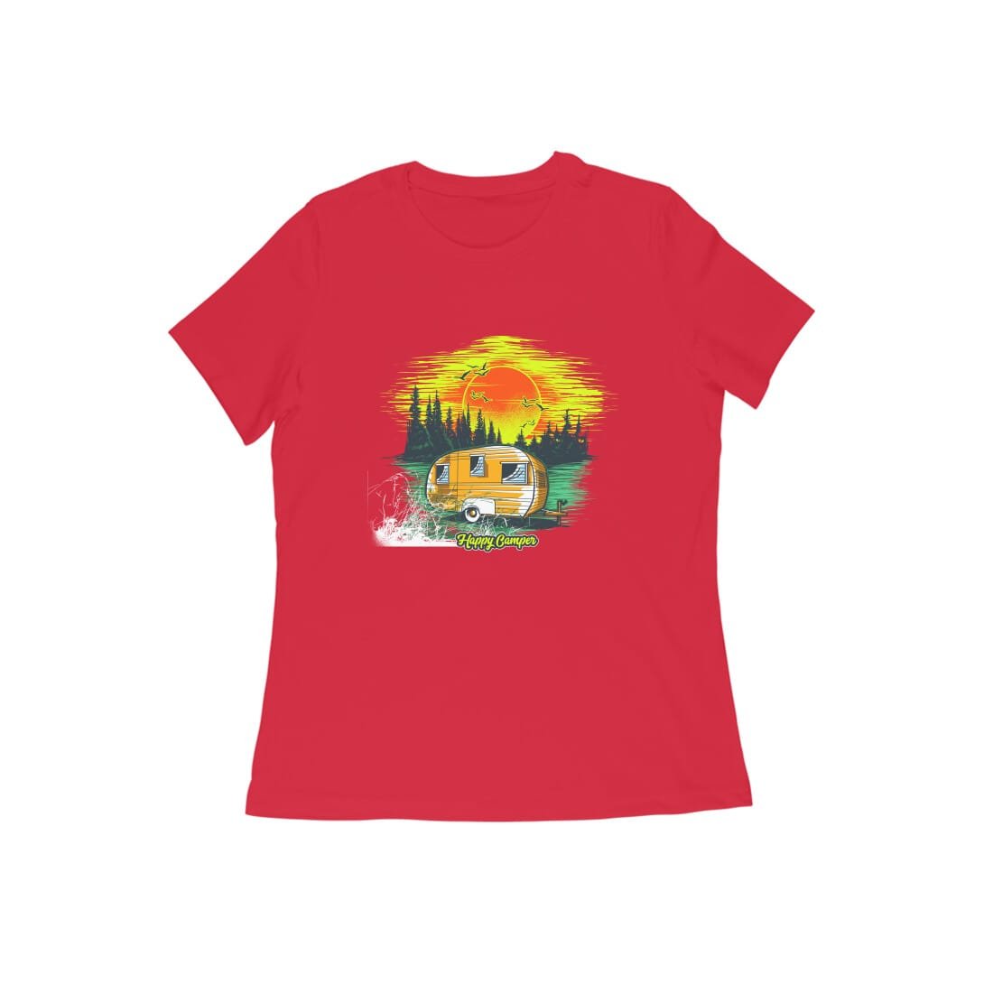 Women’s Half Sleeve Round Neck T-Shirt – Happy Camper