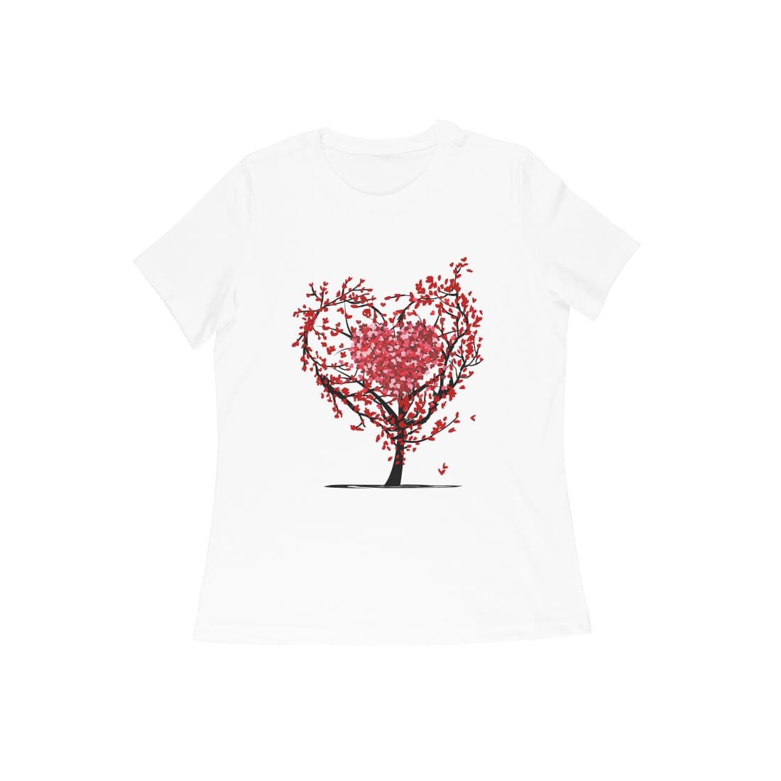 Women's Half Sleeve Round Neck T-Shirt - Heart Tree - Image 2
