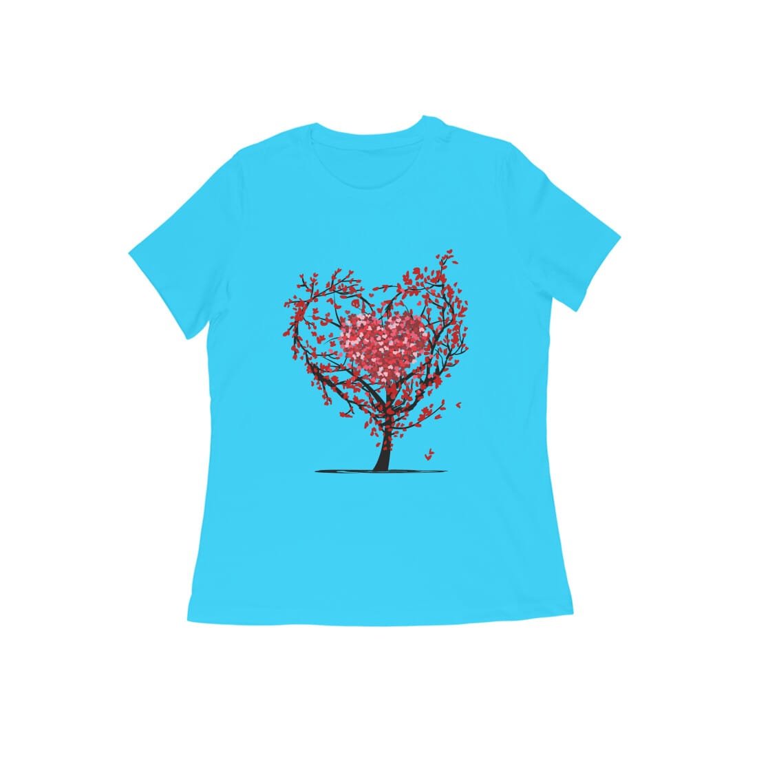 Women's Half Sleeve Round Neck T-Shirt - Heart Tree - Image 3